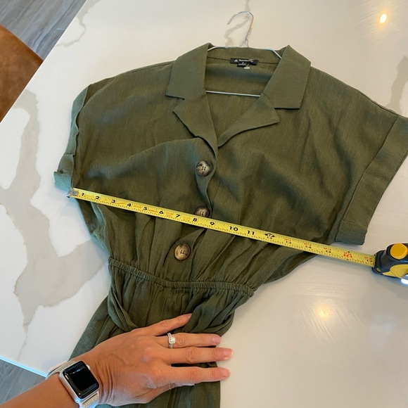 & harmony army green button front jumpsuit - Picture 5 of 7